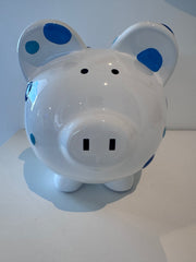 Ceramic Piggy Bank with Coin Slot - Blue