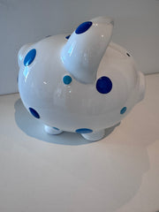 Ceramic Piggy Bank with Coin Slot - Blue