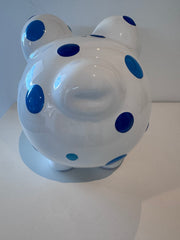 Ceramic Piggy Bank with Coin Slot - Blue