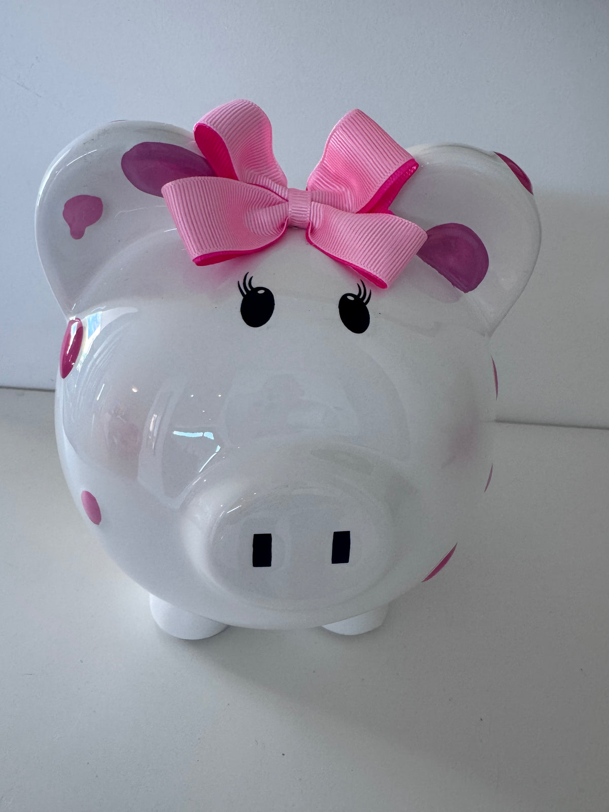 Ceramic Piggy Bank with Coin Slot - Pink
