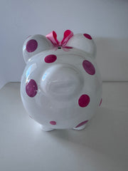 Ceramic Piggy Bank with Coin Slot - Pink