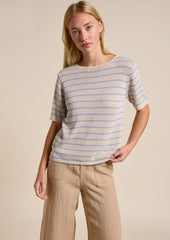 Little Lies Indi Tee - Natural & Blue Stripe