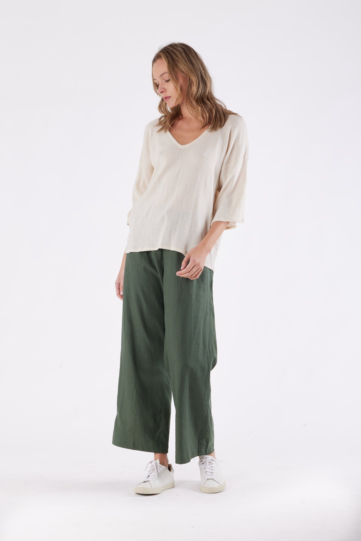 Isla Linen Pants Dark Olive