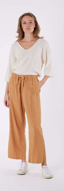 Isla Linen Pants Tan Stonewash