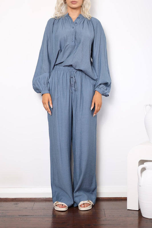 Palazzo Pants Slate Blue