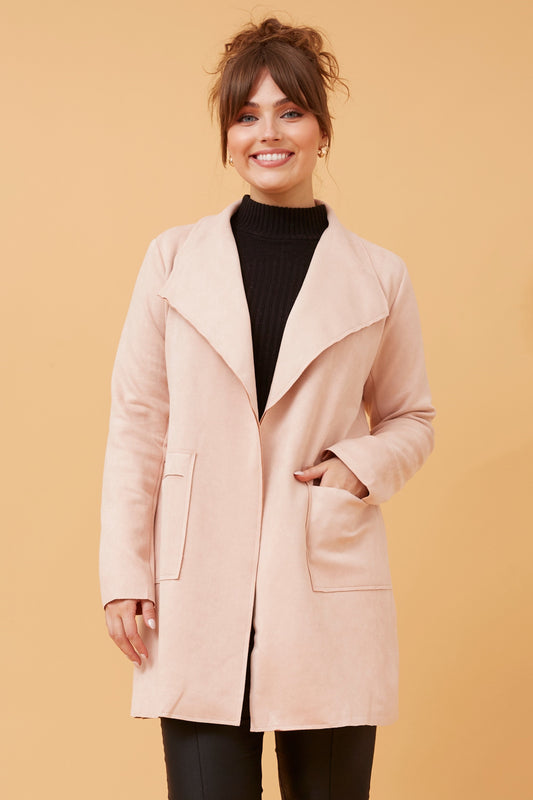 Josie Faux Suede Coat Blush