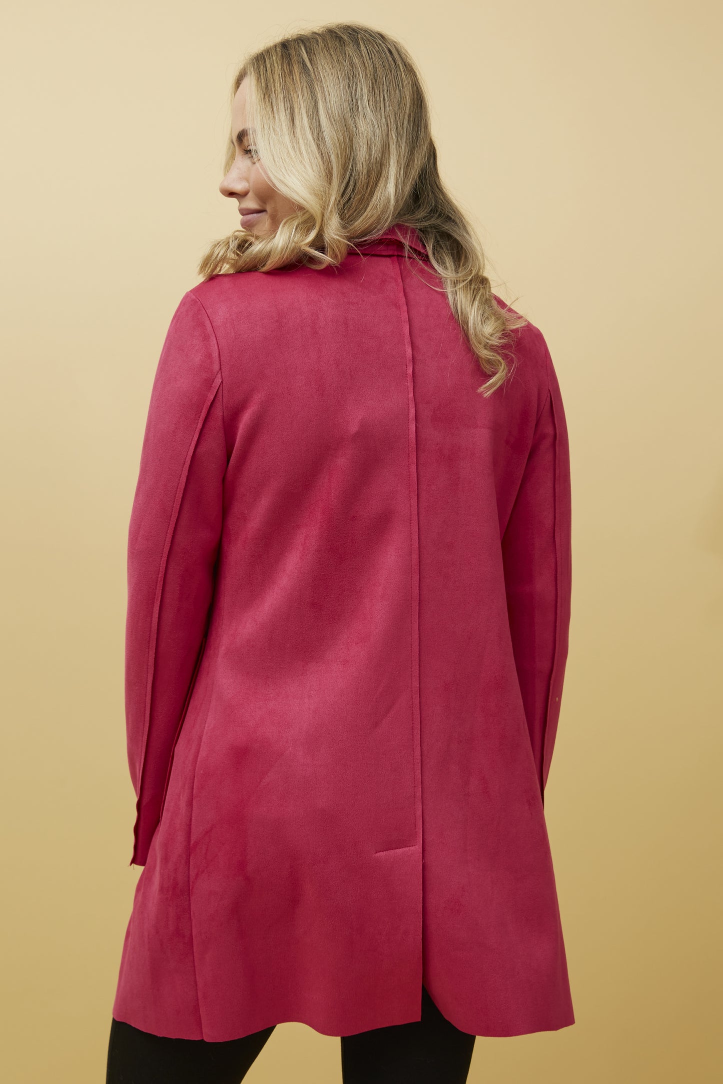 Josie Faux Suede Coat Fuchsia