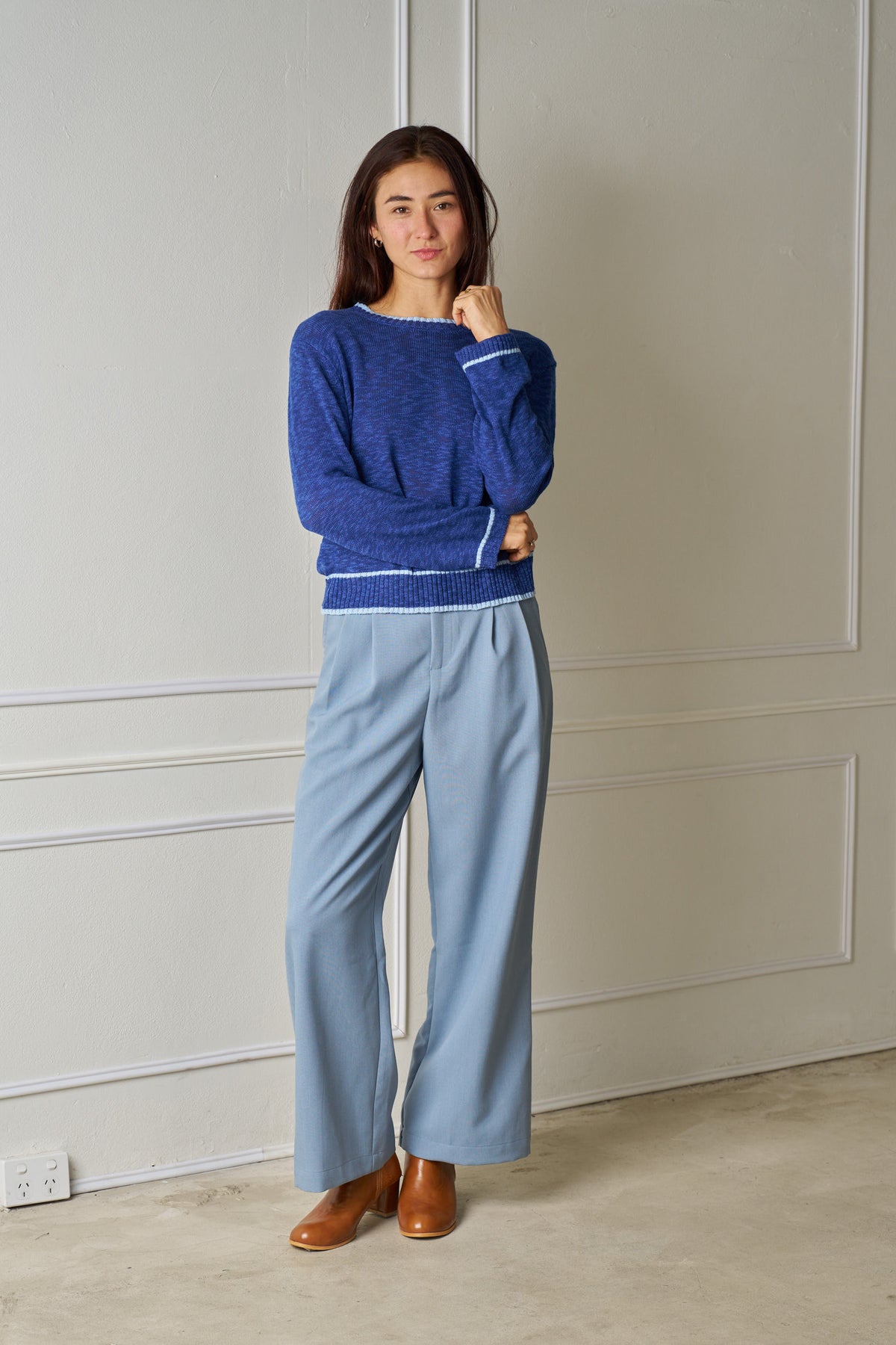 Valeria Label Nadia Long Sleeve Knit - Cobalt