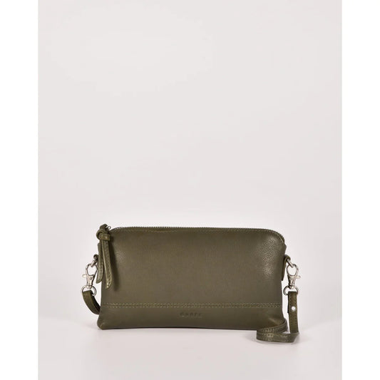 Kara Leather Crossbody Purse 2 in 1 Olive