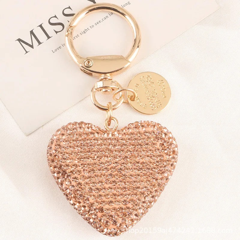 Keyring Heart Blush Crystal