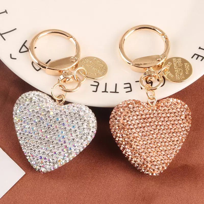 Keyring Heart Blush Crystal