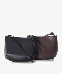 Sassy Duck Delta Leather Cross Body Bag in Black detail view