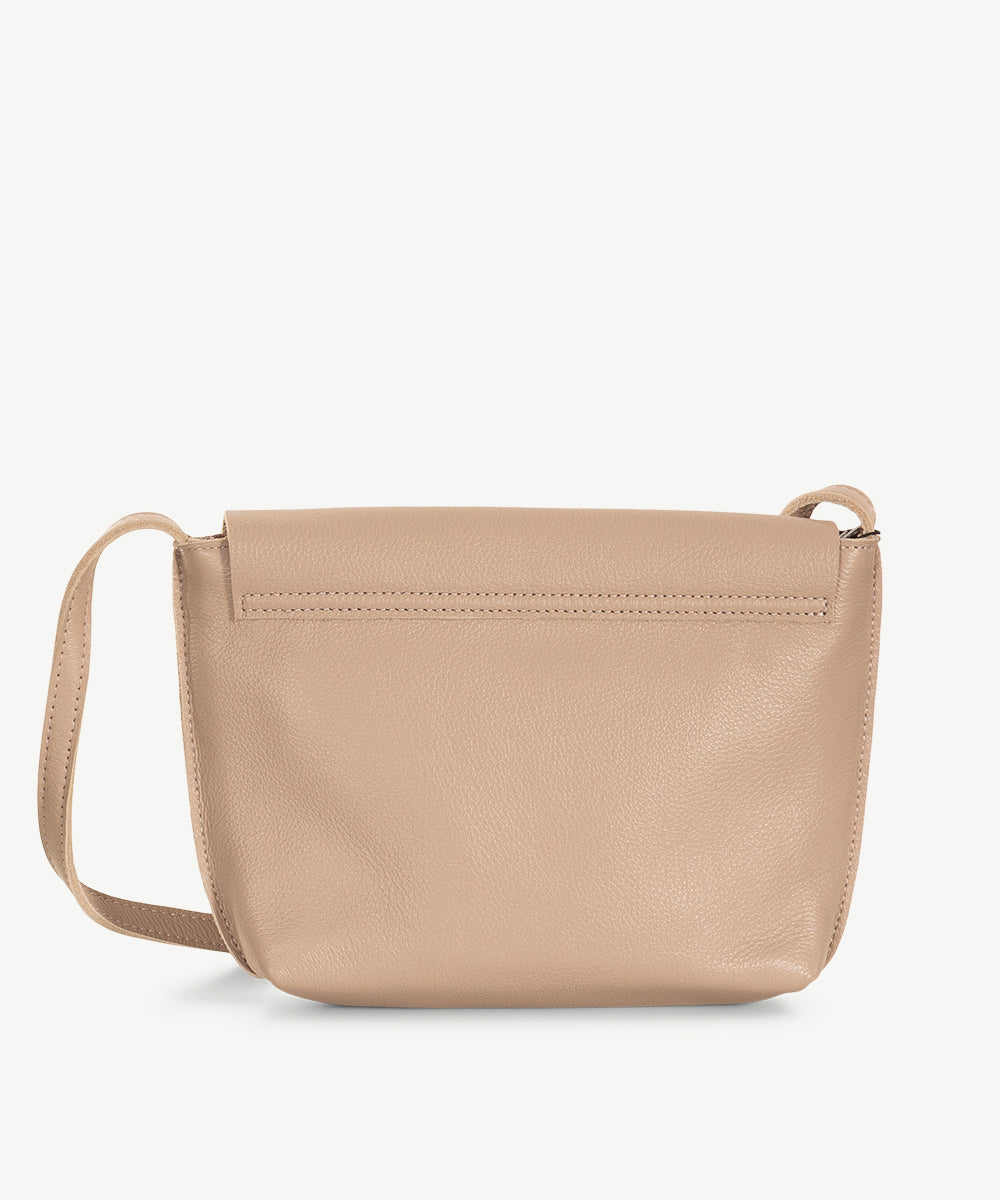 Sassy Duck Maya Leather Cross Body Bag in Beige detail view