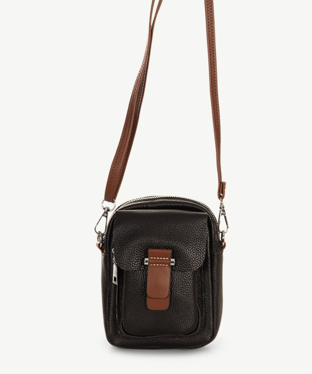 Sassy Duck Judy Leather Cross Body Bag in Black