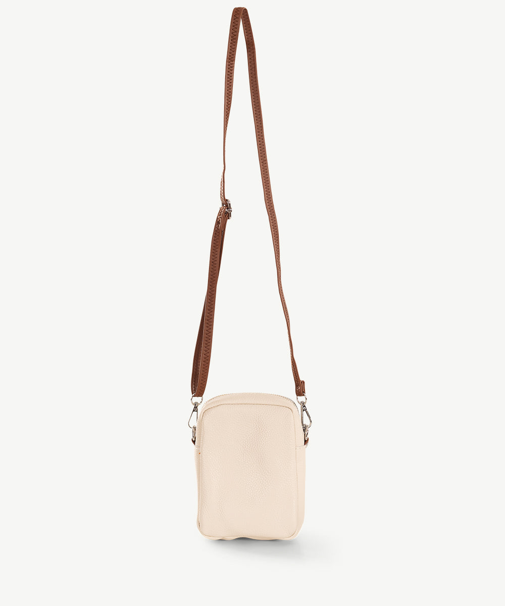 Sassy Duck Judy Leather Cross Body Bag in White detail view
