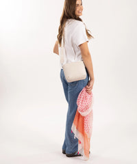 Sassy Duck Leah Leather Cross Body Bag in White styled shot
