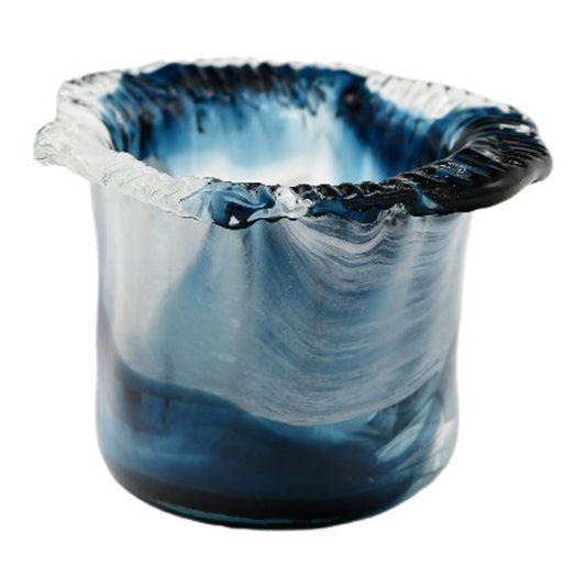 Large Glass Pot - Blue and White