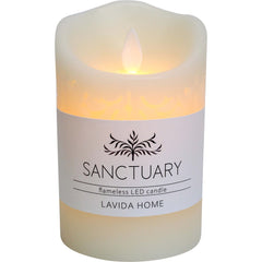 Candle Flameless Carved Ivory Sml