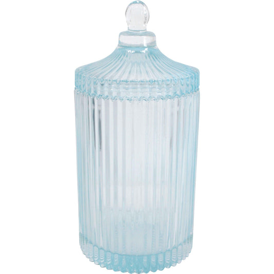 Glass Cannister Blue 10cm X 22cm