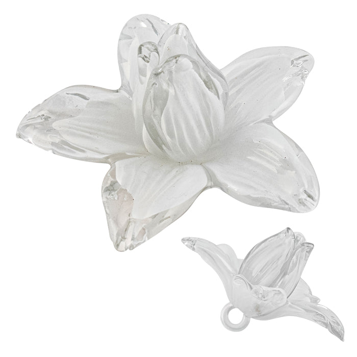 White Glass Stemmed Flower for Home Decor