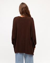 Oversized Tuck Front Knit - Chocolate