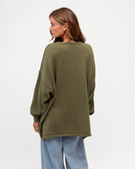 Oversized Tuck Front Knit - Khaki