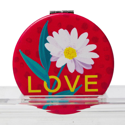 Fuchsia Pink Daisy Love Compact Mirror