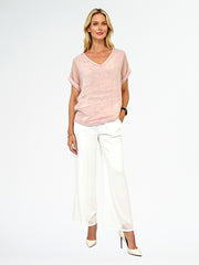 Linen Blend Top - Rosa