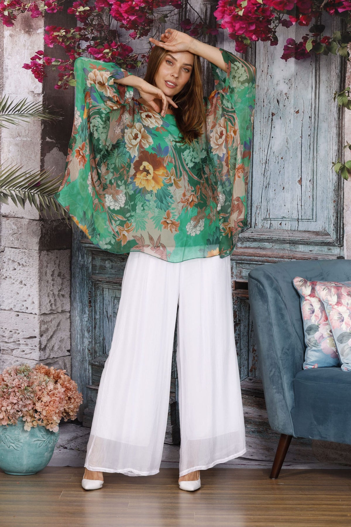 Silk Blend Pants - White