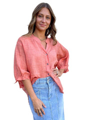Worthier Linen Blouse Orange