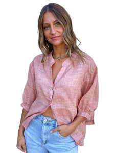 Worthier Linen Blouse Rose Gold