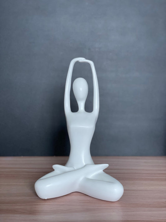 Resin Yoga Statue Lotus Pose White