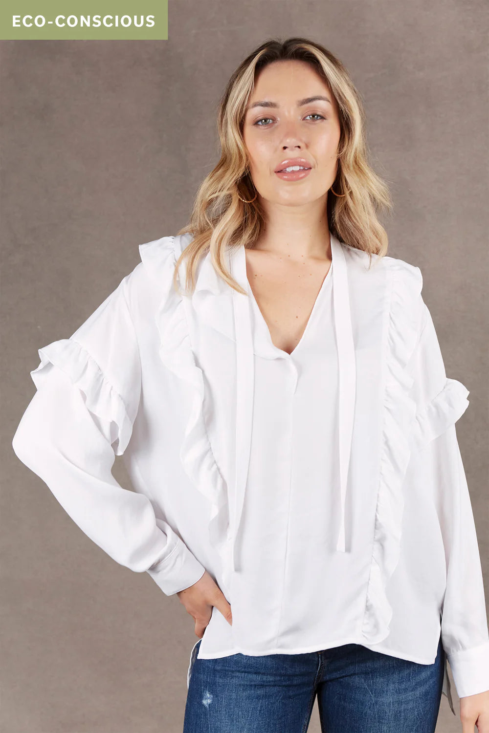 Mayan Frill Blouse Salt