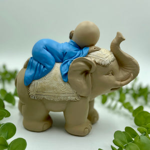 Baby Monk & Elephant Statue