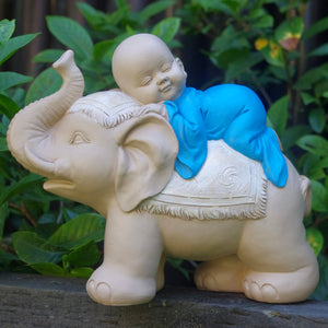 Baby Monk & Elephant Statue