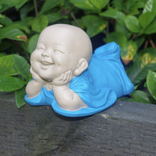 Load image into Gallery viewer, Happy Monk Statue Blue