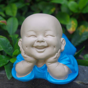 Happy Monk Statue Blue