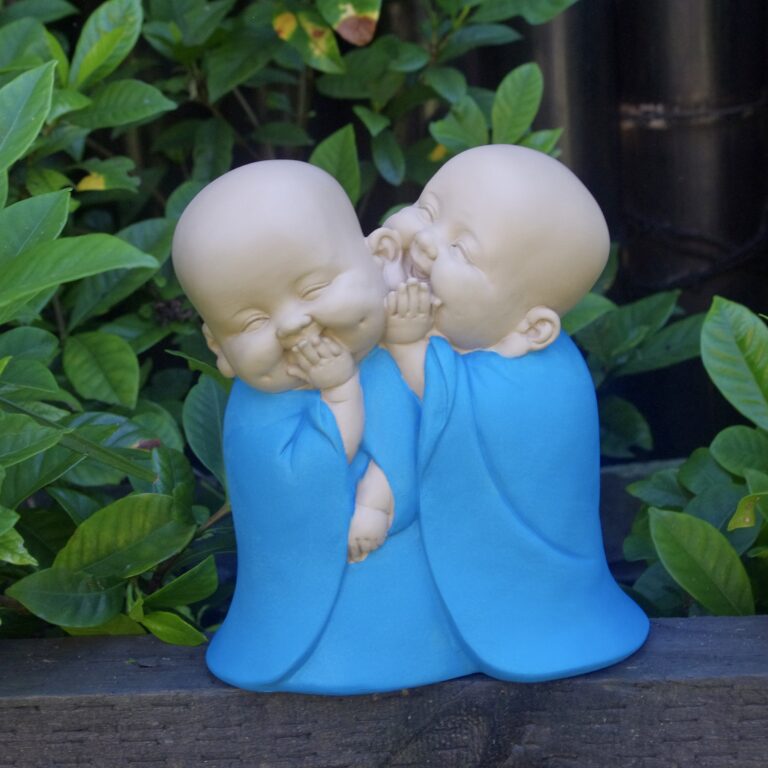 Whispering Monks Statue Blue 17cm