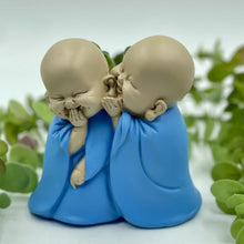 Load image into Gallery viewer, Whispering Monks Statue Blue 12cm