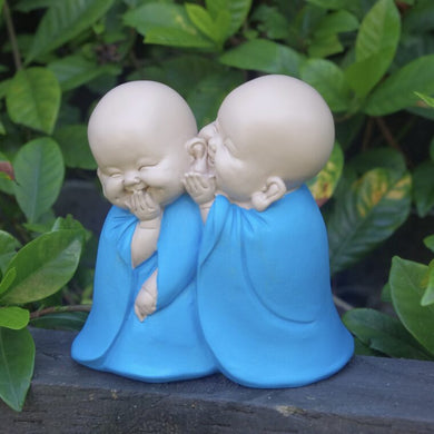 Whispering Monks Statue Blue 12cm