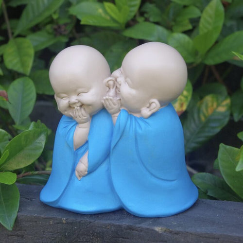 Whispering Monks Statue Blue 12cm