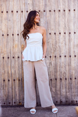 Brave & True Monty Pant – Latte Pinstripe