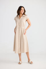 Musings Dress - Latte Pinstripe