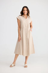 Musings Dress - Latte Pinstripe