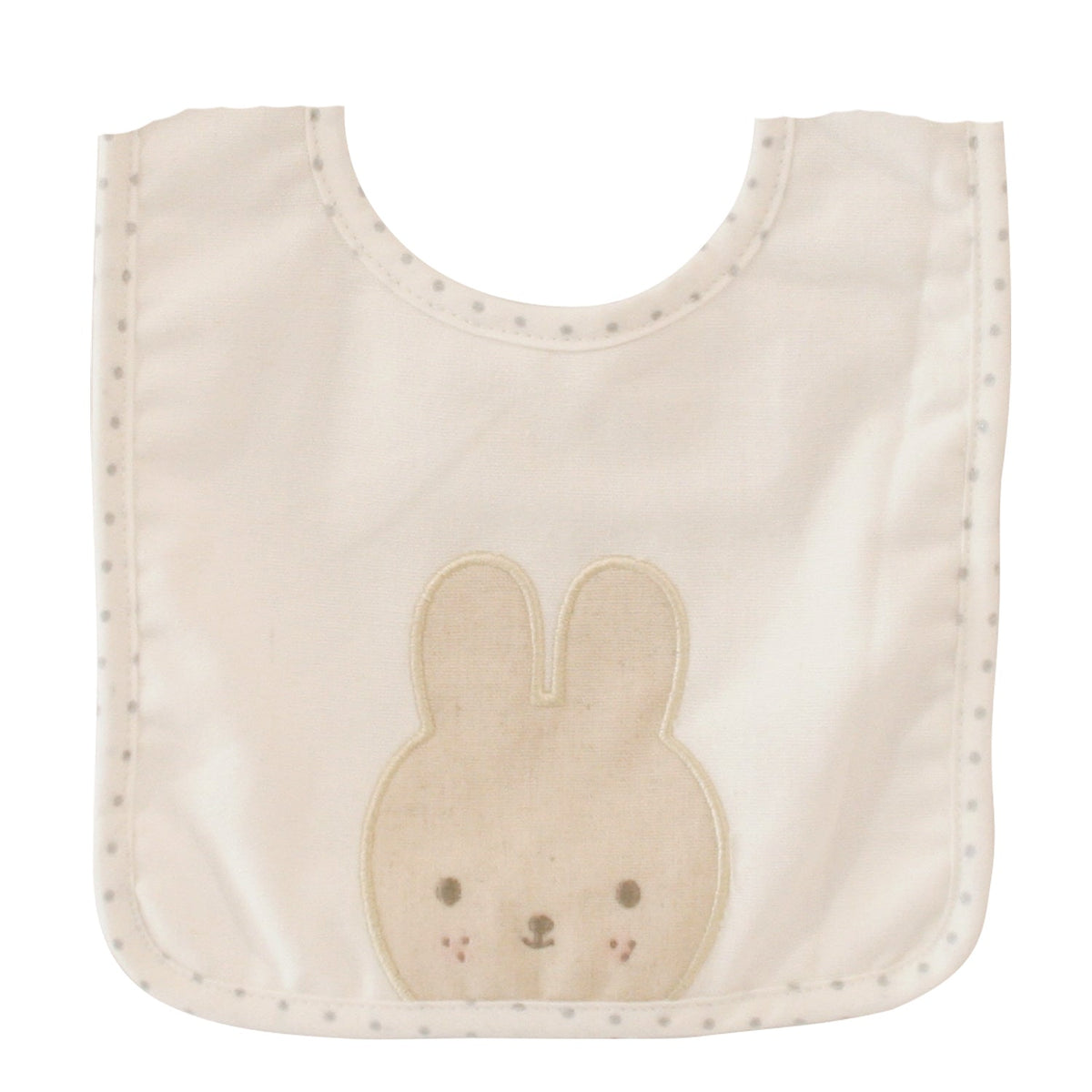 Alimrose Bib Baby Bunny in Ivory linen with embroidered bunny face