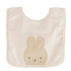 Alimrose Bib Baby Bunny in Ivory linen with embroidered bunny face
