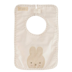 Alimrose Bib Baby Bunny in Ivory linen detail view