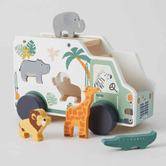 Wooden Rolling Animal Truck