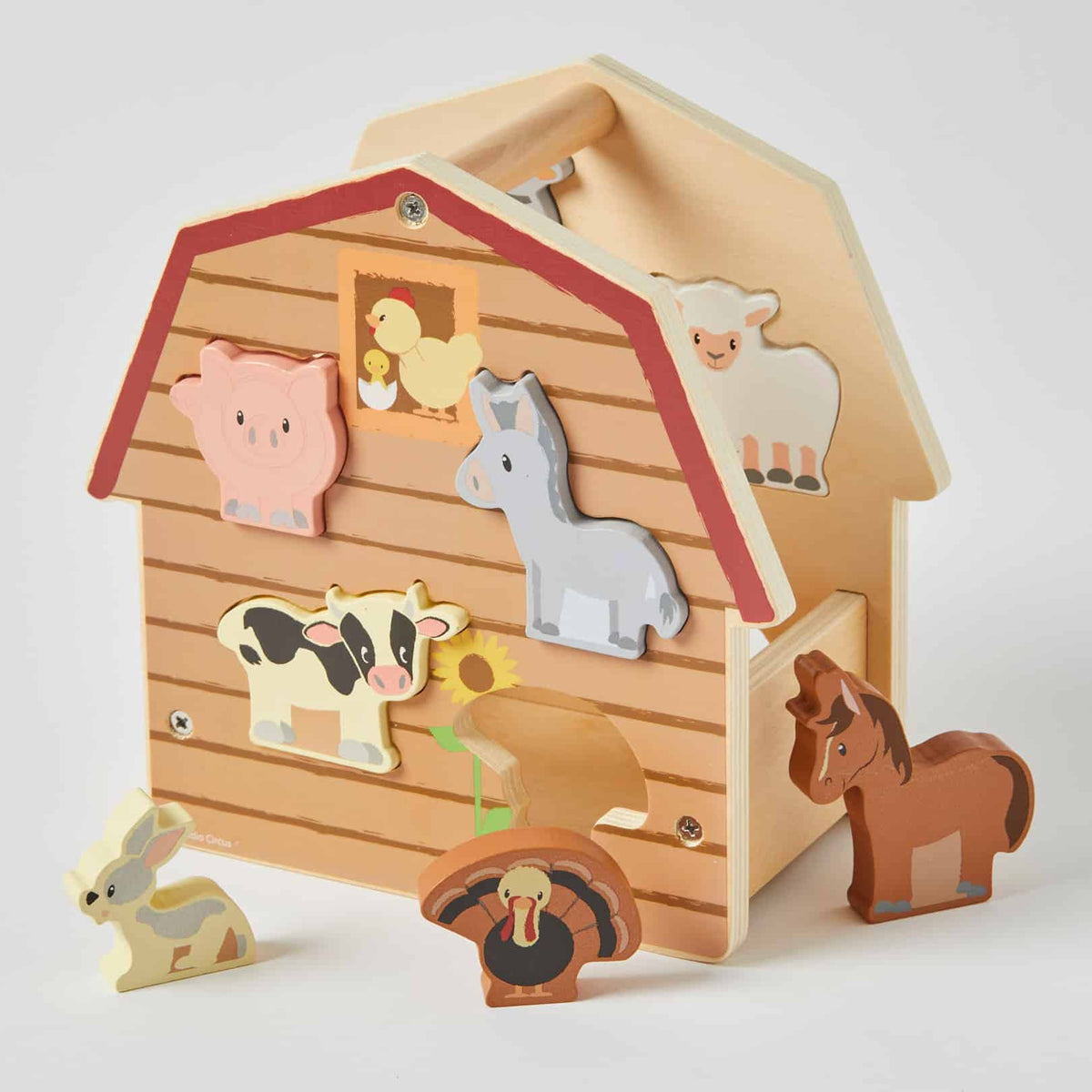 Wooden Farm Animal House Set