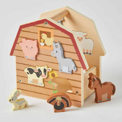 Wooden Farm Animal House Set